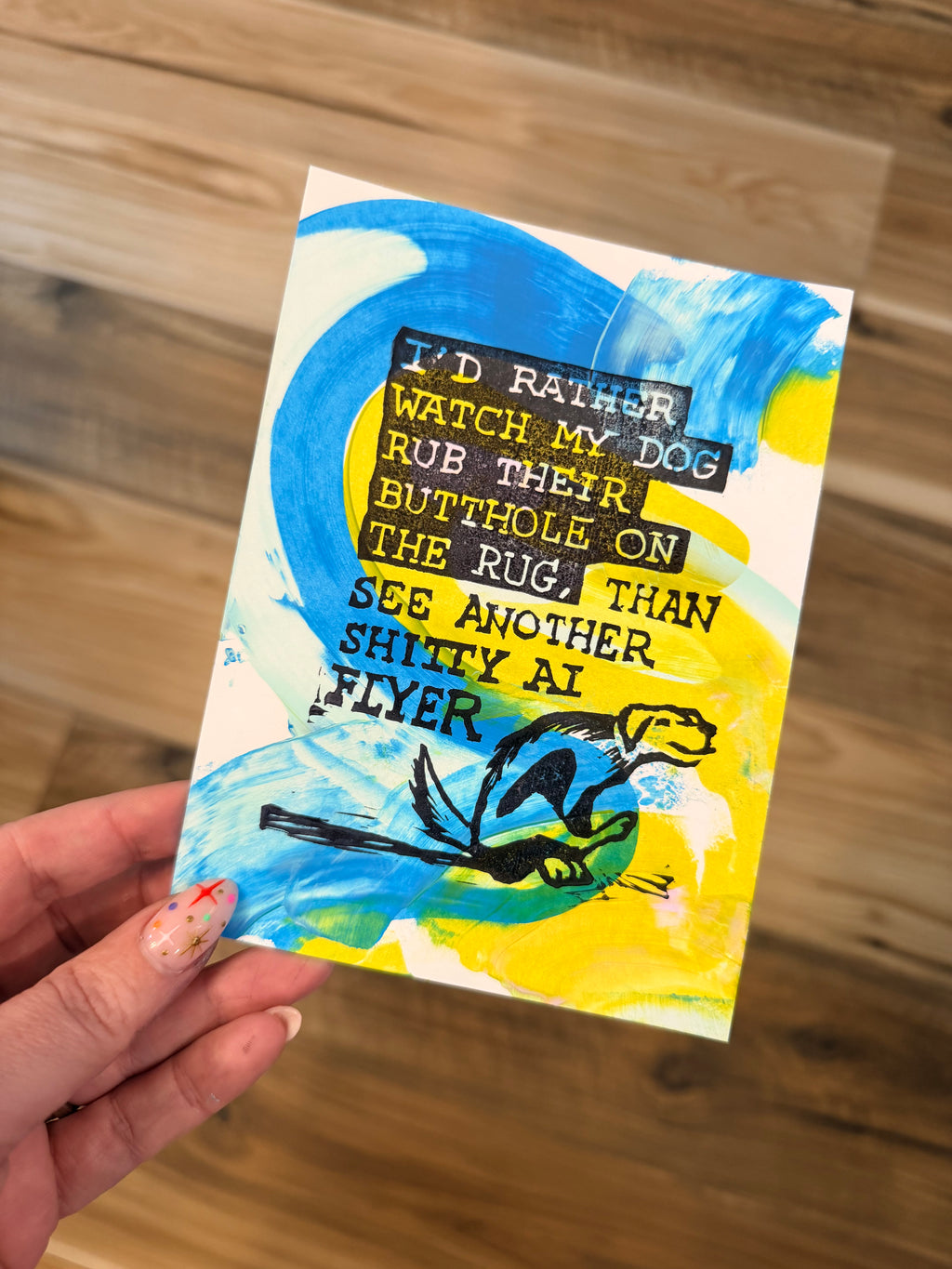 Anti AI Slop - Funny Dog Print or Card
