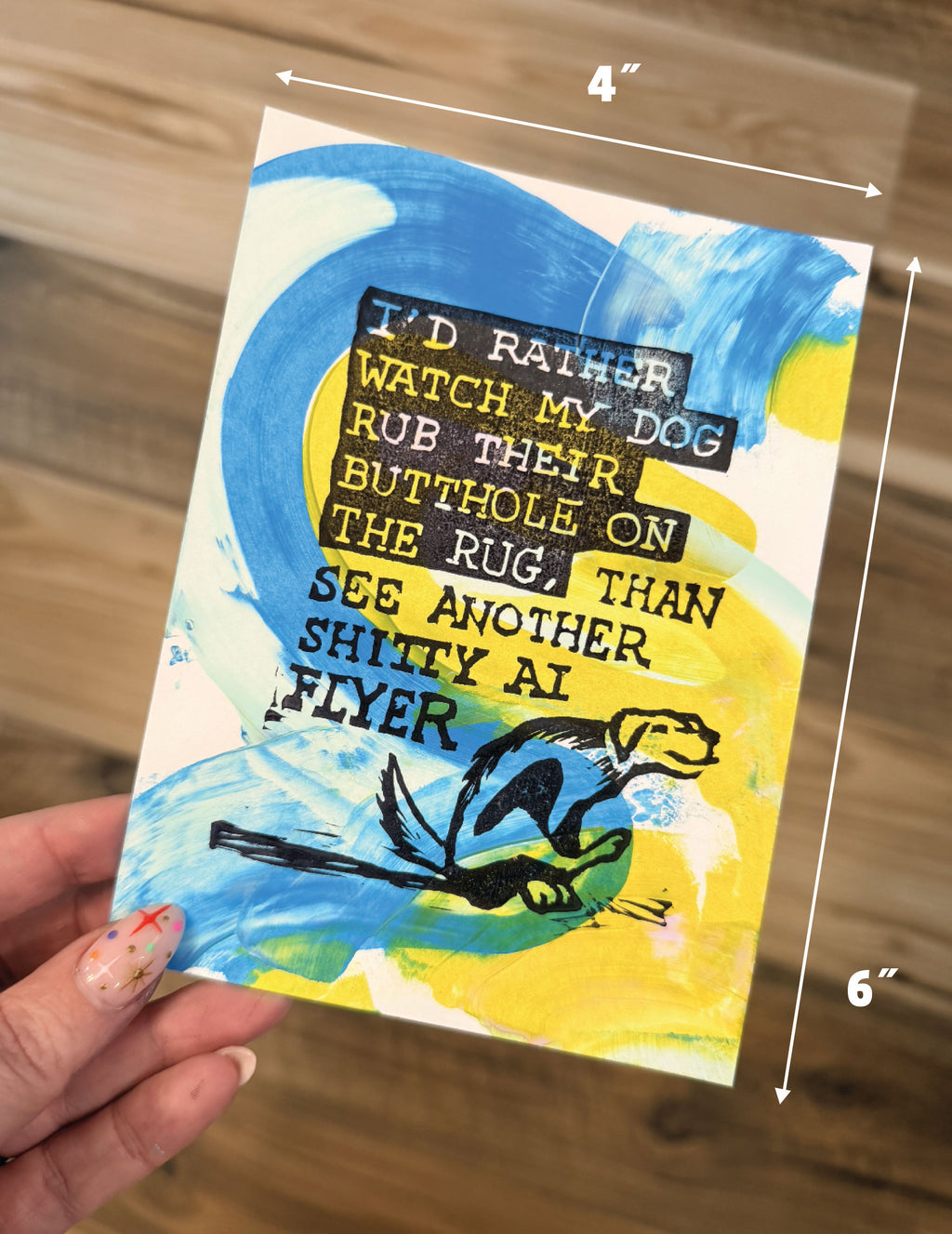 Anti AI Slop - Funny Dog Print or Card